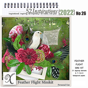 52 Inspirations 2022 No 26 Feather Flight digital scrap kit by Xuxper designs