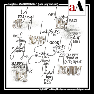 Happiness WordART Mix No 1