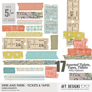Here and There Tickets & Tapes Embellishments