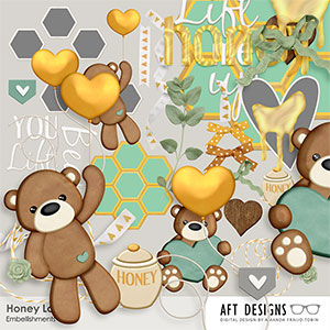Honey Love Embellishments & Word Art