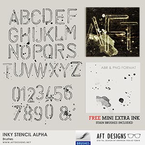 Brush Set: Inky Stencil - Alphabet