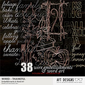 Wired - Thankful Word Art & Embellishments