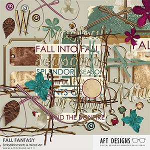 Fall Fantasy Embellishments, Alphas, and Word Art