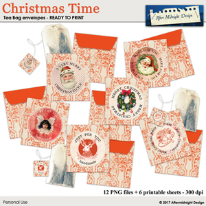 Christmas Time Tea Bags Envelopes