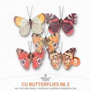 CU Butterflies No 2 Felt Textured Wings