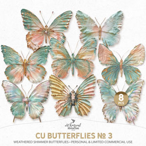 CU Butterflies No 3 Weathered Shimmer Butterflies