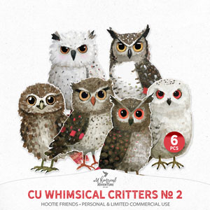 CU Whimsical Critters No 2 Hootie Friends