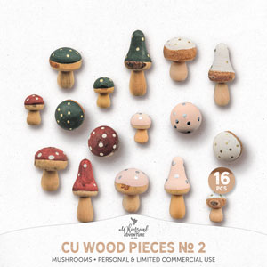 CU Wood Pieces No 2 Mushrooms