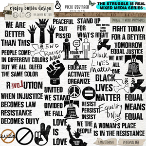 The Struggle is Real: Inequality Collab Symbols + Words by Crafty Button + Vicki Robinson