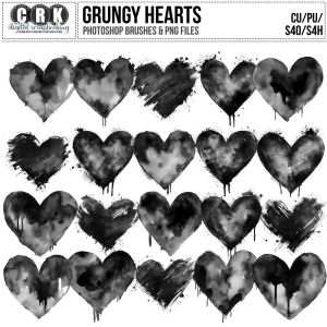 (CU) Grungy Heart Brushes and PNG's by CRK
