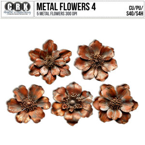 (CU) Rusty Metal Flowers Set 4 by CRK   