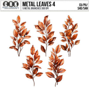 (CU) Rusty Metal Leaves Set 4 by CRK