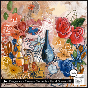 Fragrance Flowers Elements hand drawn by Christine Art 