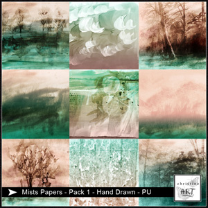 Mists Papers Pack 1 hand drawn by Christine Art 