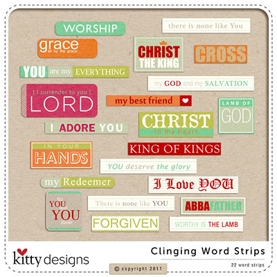 Clinging Word Strips by Kitty Designs