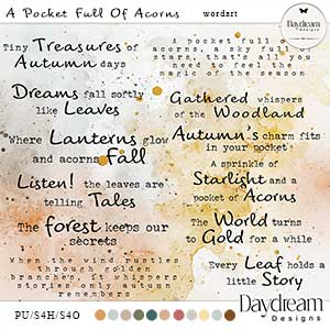 A Pocket Full Of Acorns WordArt by Daydream Designs  