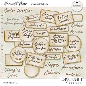 Harvest Moon WordArt and Labels by Daydream Designs   