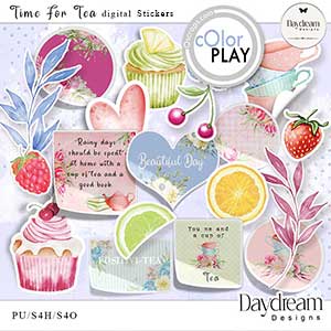 Time For Tea Digital Stickers By Daydream Designs  