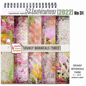 52 Inspirations 2022 No 31 Grungy Botanicals Digiscrap Papers 3 by Joyful Heart Design