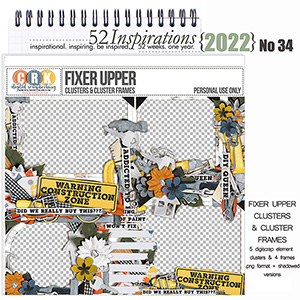 52 Inspirations 2022 No 34 Fixer Upper Digiscrap Clusters and Frames by CRK