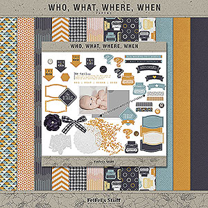 Who What Where When Digital Scrapbook Kit by FeiFei Stuff