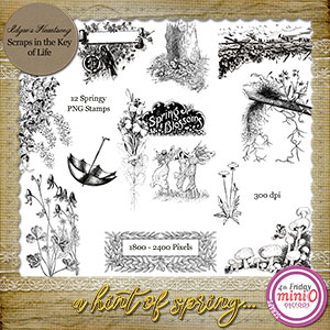 A Hint of Spring - 12 PNG Stamps by Idgie's Heartsong