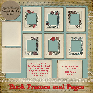 Floral Book Frames and Pages by Idgie's Heartsong