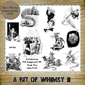 A BIT of WHIMSY II - 10 Fairy Tale PNG Stamps and ABR Brush Files by Idgie's Heartsong