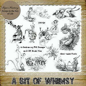 A BIT of WHIMSY - 10 Fairy Tale PNG Stamps and ABR Brush Files by Idgie's Heartsong