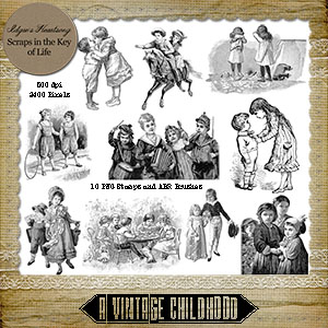 A Vintage Childhood - Set 2 - 10 PNG Stamps and ABR Brushes by Idgie's Heartsong