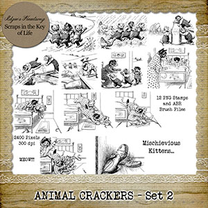 ANIMAL CRACKERS - Set 2 - 12 PNG Stamps and ABR Brushes by Idgie's Heartsong