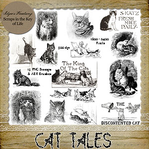 CAT TALES - 15 PNG Stamps and ABR Brush Files by Idgie's Heartsong