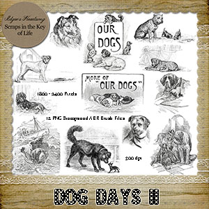 DOG DAYS II - 12 PNG Stamps and ABR Brush Files by Idgie's Heartsong