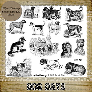 DOG DAYS - 14 PNG Stamps and ABR Brush Files by Idgie's Heartsong