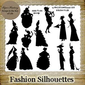FASHION SILHOUETTES- 13 PNG Stamps and ABR Brush Files by Idgie's Heartsong