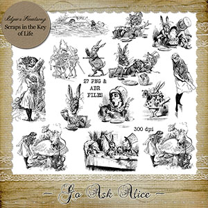 Go Ask Alice - 27 PNG Stamps With ABR Files by Idgie's Heartsong