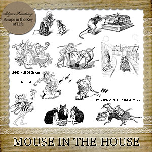 Mouse in the House - 10 PNG Stamps and ABR Brushes by Idgie's Heartsong