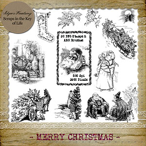 Merry Christmas - 11 PNG Stamps and ABR Brush Files
