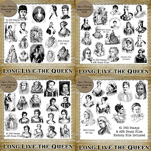 Long Live the Queen - 61 PNG Stamps and ABR Brushes by Idgie's Heartsong