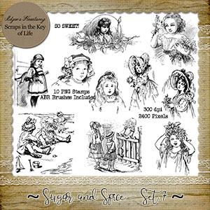 Sugar and Spice - Set 7 - 10 PNG Stamps and ABR Brush Files by Idgie's Heartsong