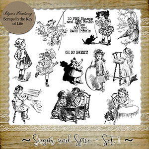 Sugar And Spice - Set 1 - 11 PNG Stamps and ABR Brushes by Idgie's Heartsong