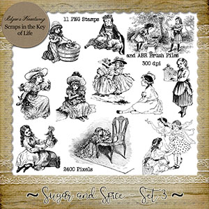 Sugar And Spice - Set 3 - 11 PNG Stamps and ABR Brush Files by Idgie's Heartsong