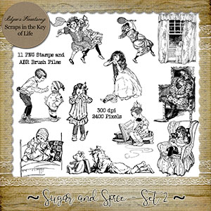 Sugar and Spice - Set 2 - 11 PNG Stamps and ABR Brush Files by Idgie's Heartsong