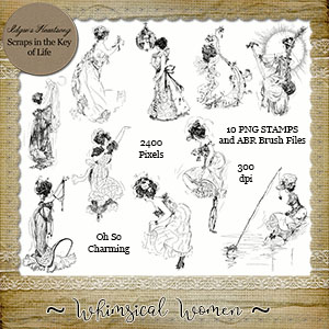 WHIMSICAL WOMEN I - 10 PNG Stamps and ABR Brush Files by Idgie's Heartsong