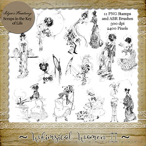 WHIMSICAL WOMEN II - 11 PNG Stamps and ABR Brush Files by Idgie's Heartsong