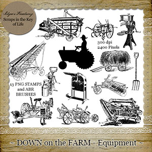 Down On The Farm - EQUIPMENT - 13 PNG Stamps and ABR Brush Files by Idgie's Heartsong