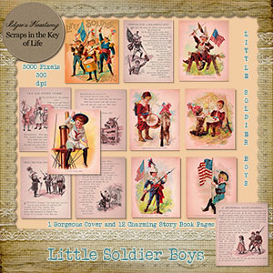 Little Soldier Boys - Cover and 12 Story Book Pages by Idgie's Heartsong