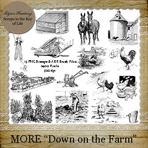 MORE "Down On The Farm" PNG Stamps and ABR Brush Files by Idgie's Heartsong