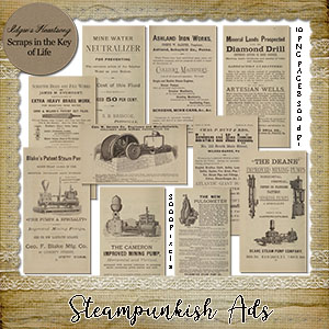 Steampunkish Ads - 10 PNG Pages by Idgie's Heartsong