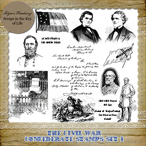 THE CONFEDERATES - 10 PNG Stamps and ABR Brush Files - Set 1 by Idgie's Heartsong